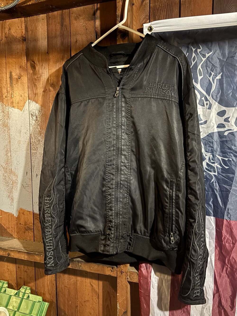 Harley-Davidson Men's Black Skull & Flames Casual Bomber Jacket XL
